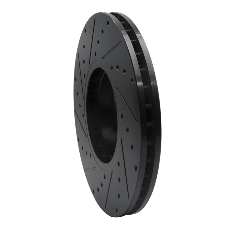 BMW X6 Brake Rotor (1) - Front Right - R1 Concepts - Drilled & Slotted - Black - `07-`19